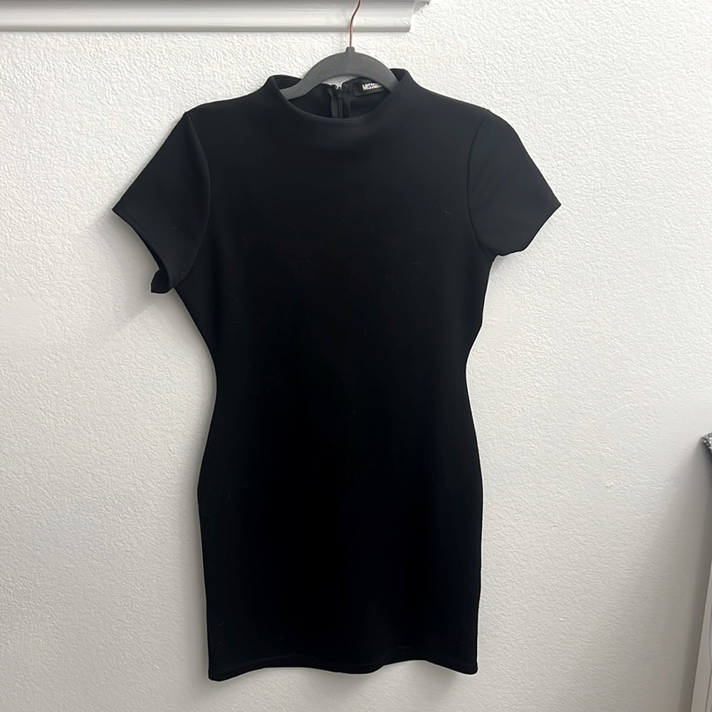 Missguided Black Short Sleeve Mini Dress